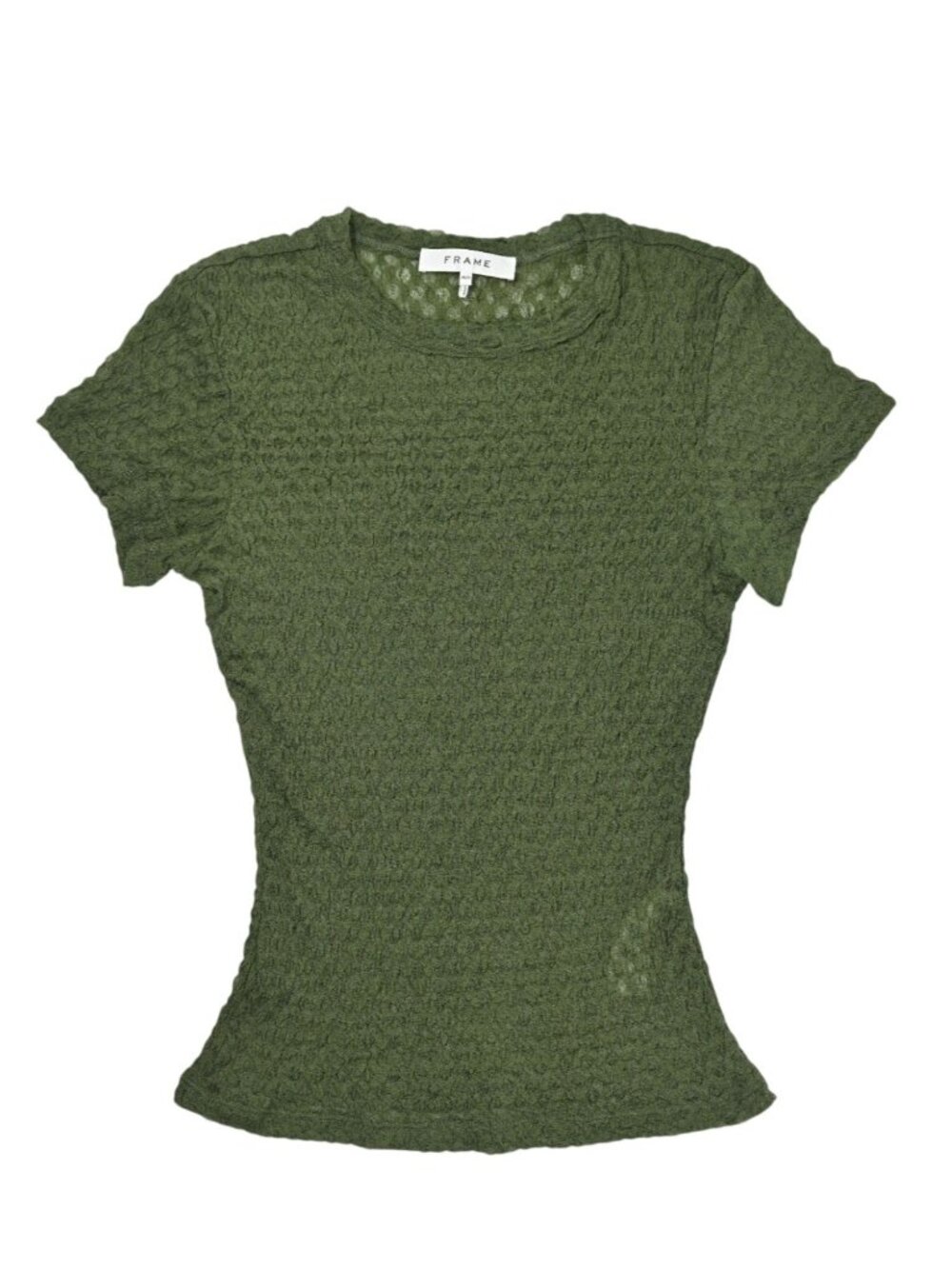 FRAME Mesh Lace Round-Neck Top in Surplus
